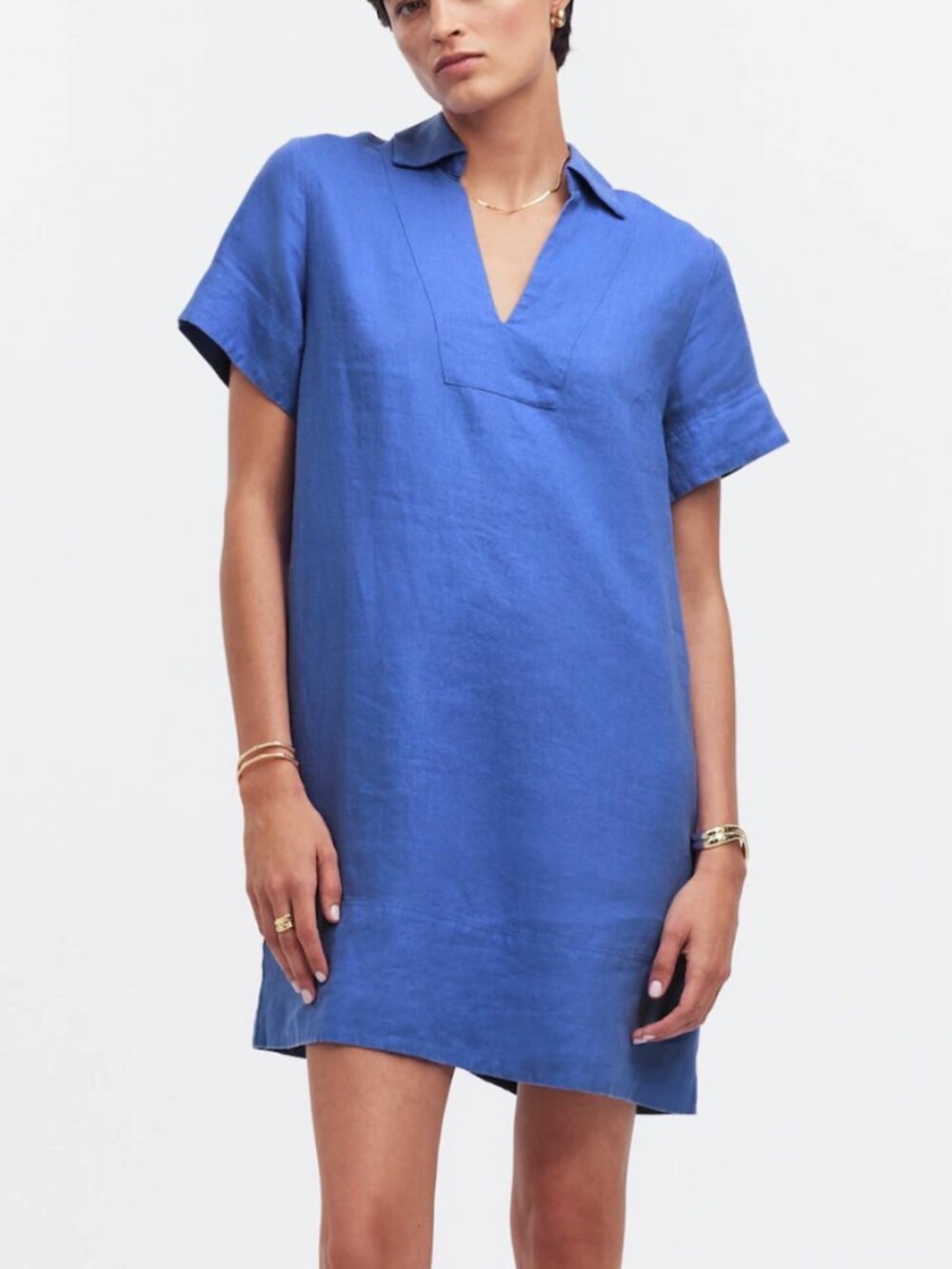 Madewell 100% Linen V-Neck Mini Dress